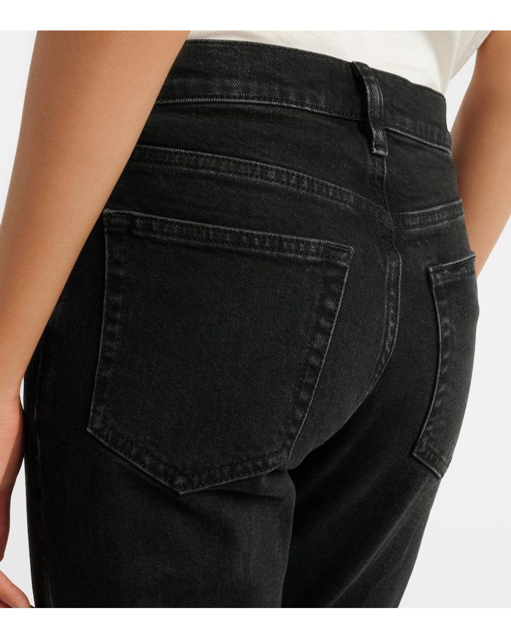 FRAME Blue Borrowed Cropped Straight Jeans