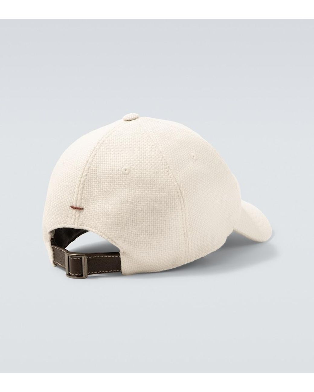 Brunello Cucinelli Logo Silk, Linen, And Wool Baseball Cap in