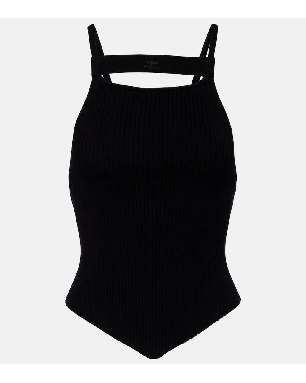 Courreges Black Ribbed-Knit Tank Top