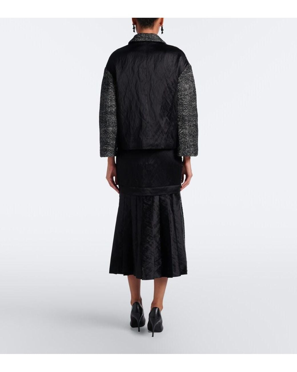 Erdem Gray Embroidered Wool-Blend Midi Skirt