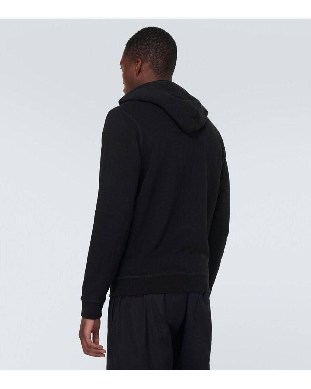 Sunspel Black Loopback Cotton Hoodie for men