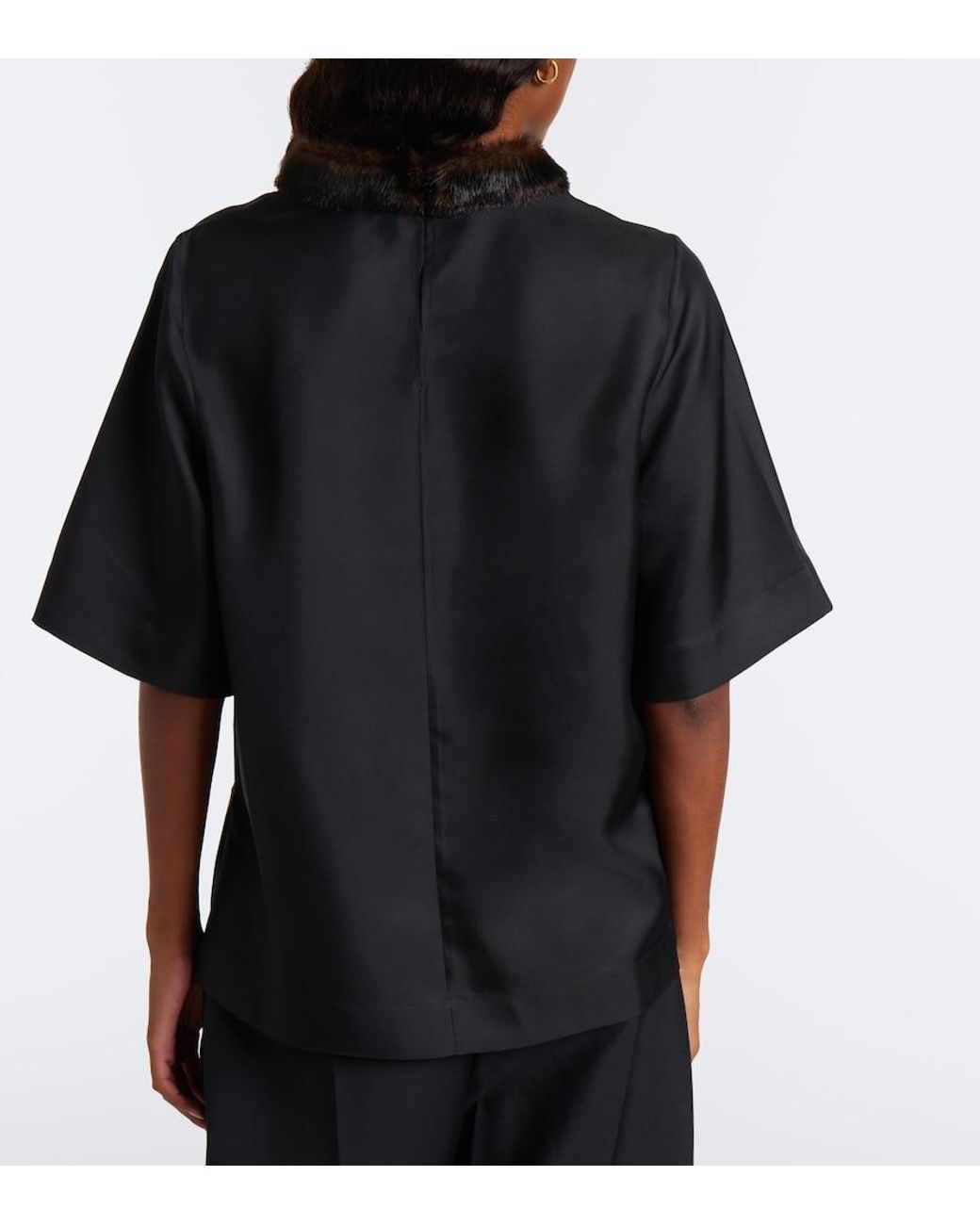 Loulou de Saison Black Dana Silk Twill Top