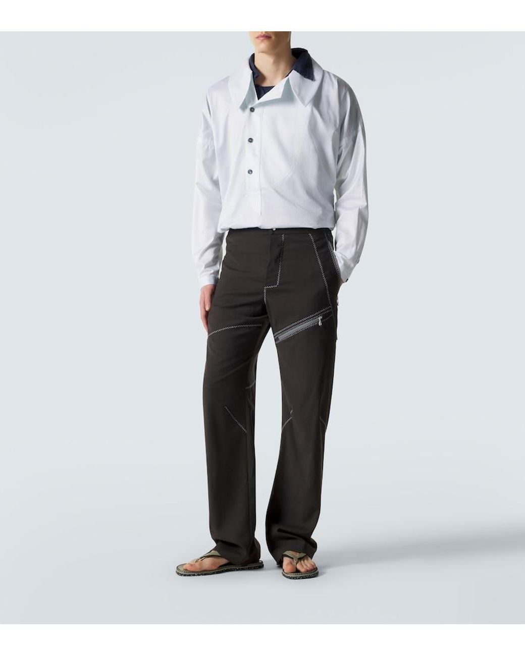 Kiko Kostadinov Blue Kest Striped Cotton Shirt for men