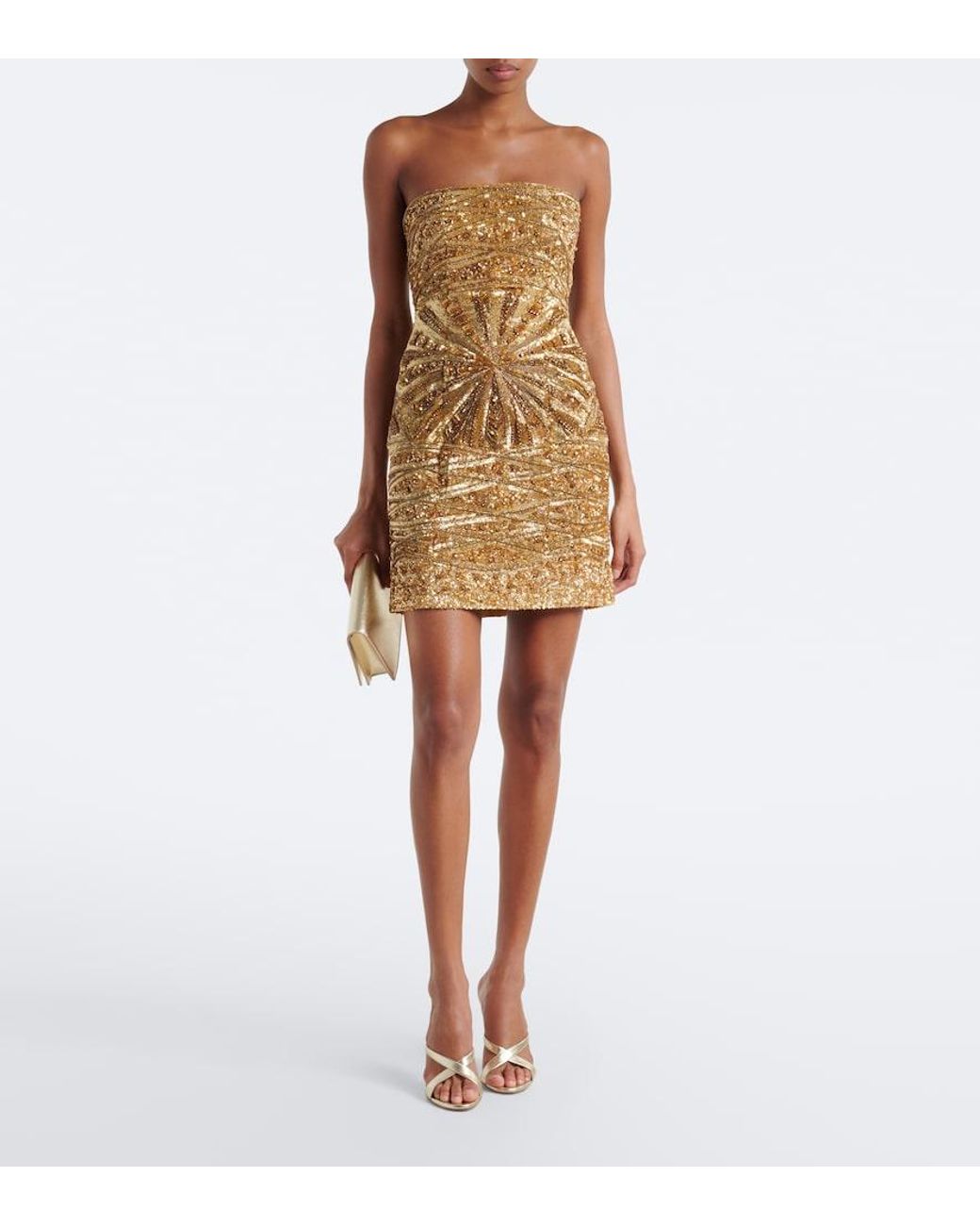 La Fuori Natural Embellished Silk Bustier Dress