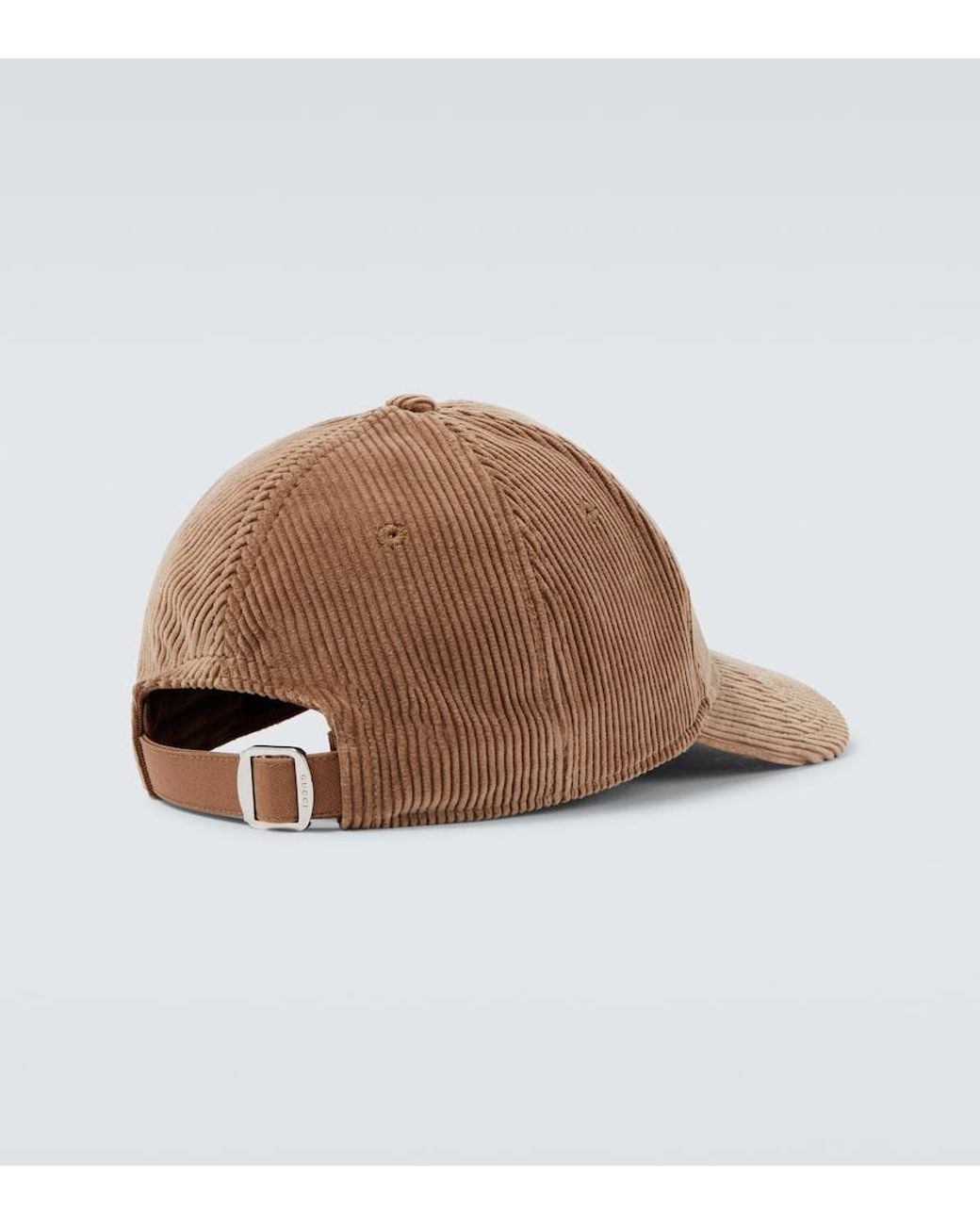 Gucci Brown Double G Cotton Corduroy Baseball Cap for men