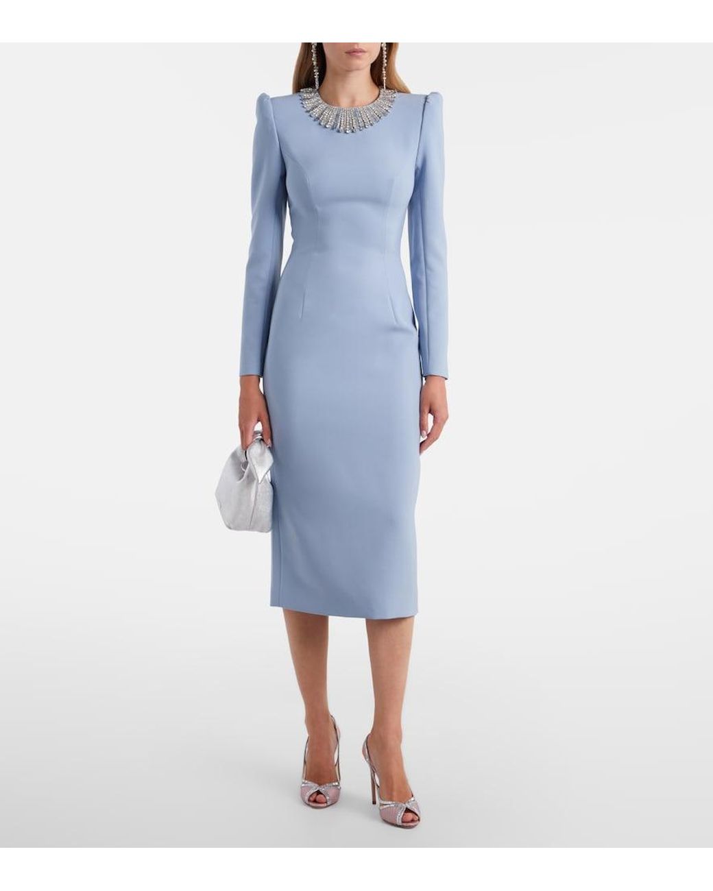 Jenny Packham Blue Cora Embellished Midi Dress