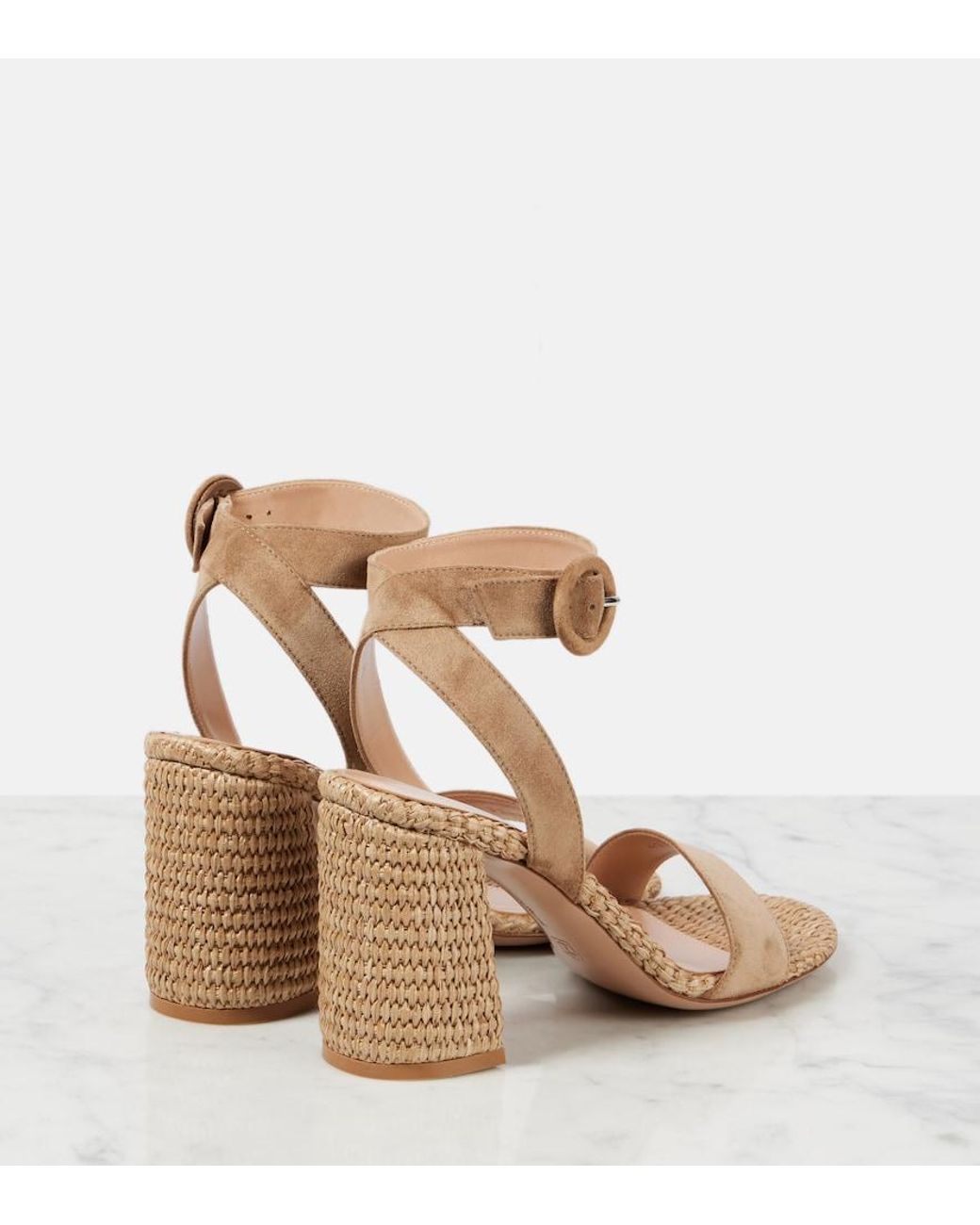 Gianvito Rossi Natural 85 Suede Espadrille Sandals