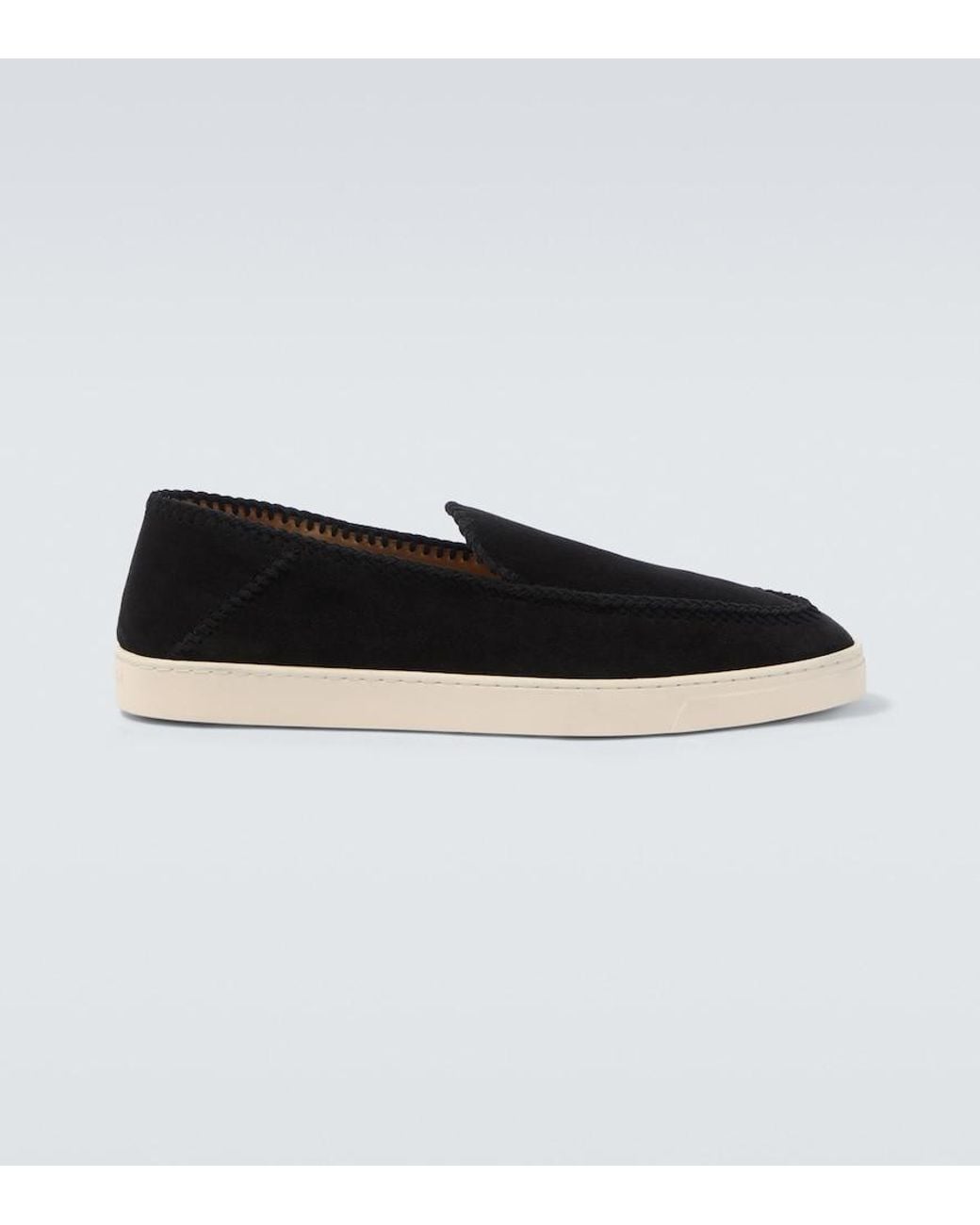 Giorgio Armani Black Galleria 3 Suede Slip-On Shoes for men