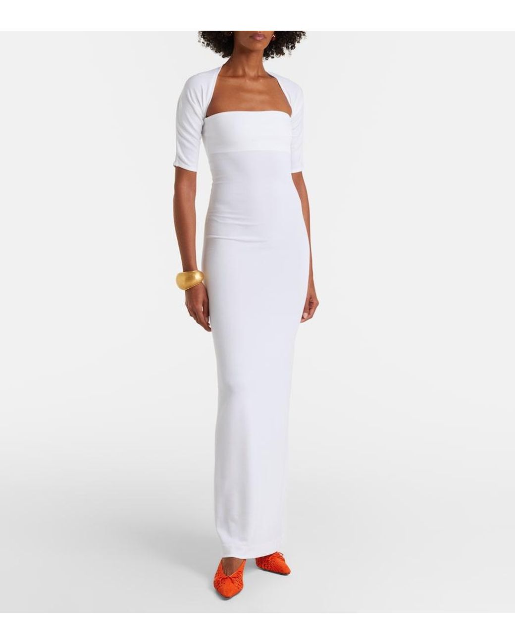 Jacquemus White Bolero Jersey Gown