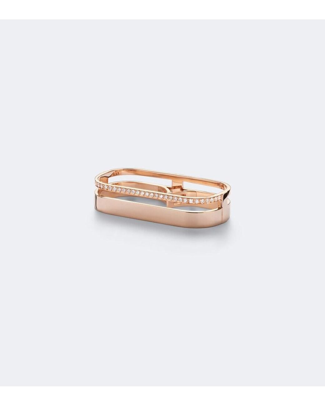Repossi White Berbere 18Kt Rose Double Ring With Diamonds