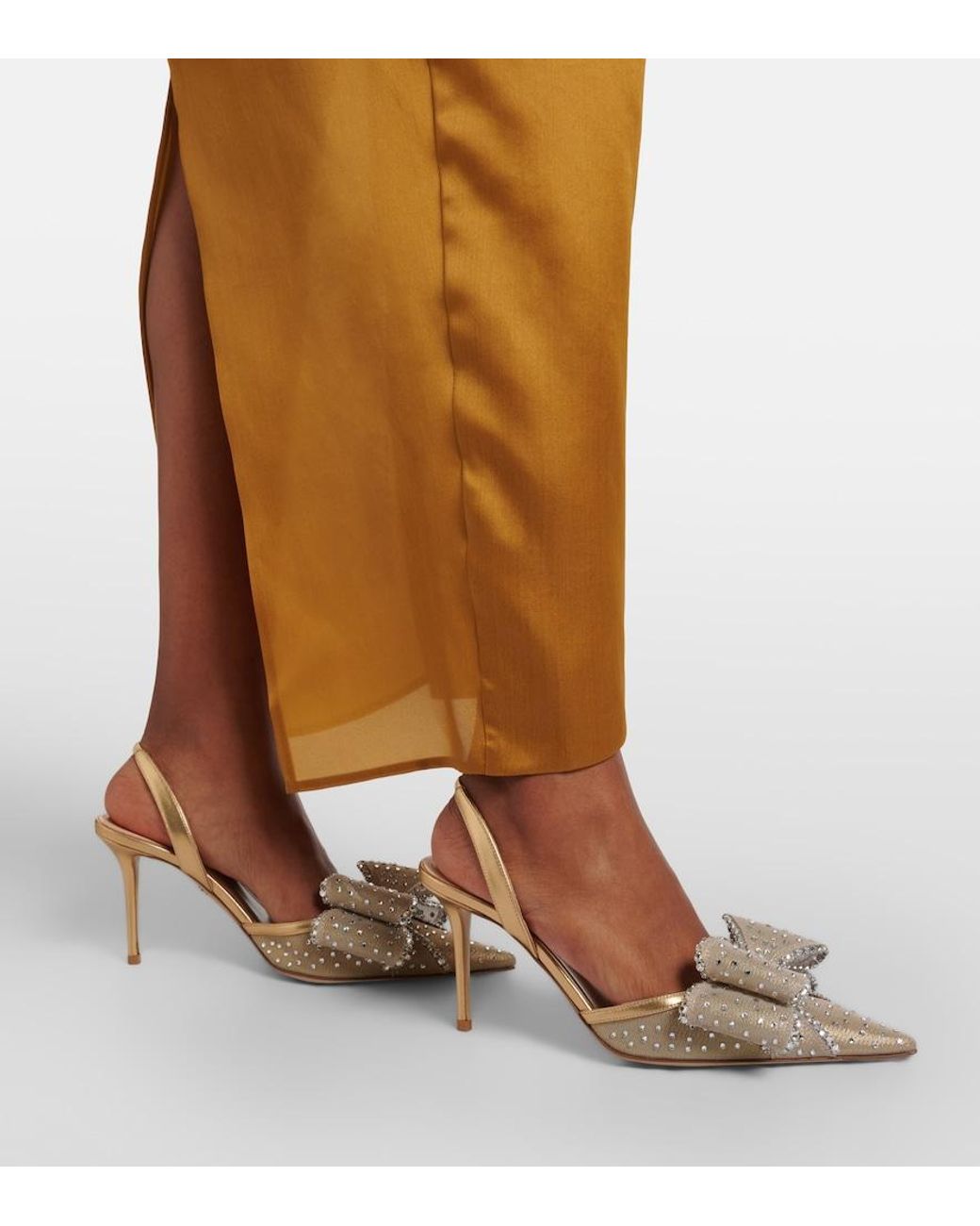 Mach & Mach Metallic Le Cadeau 85 Mesh Slingback Pumps