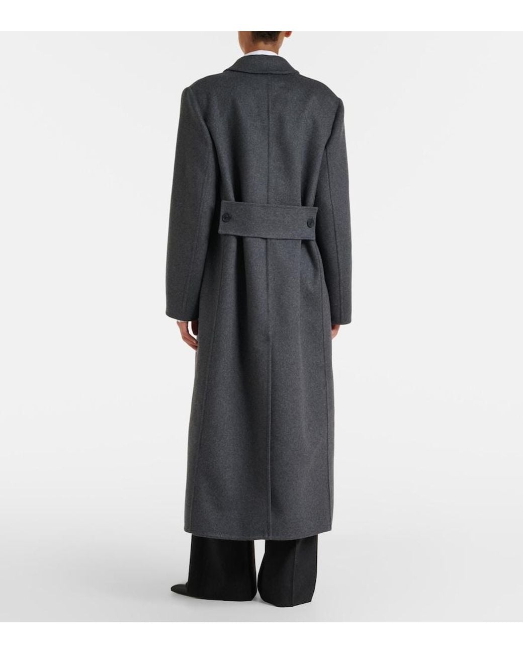 Victoria Beckham Black Double-Breasted Wool-Blend Coat