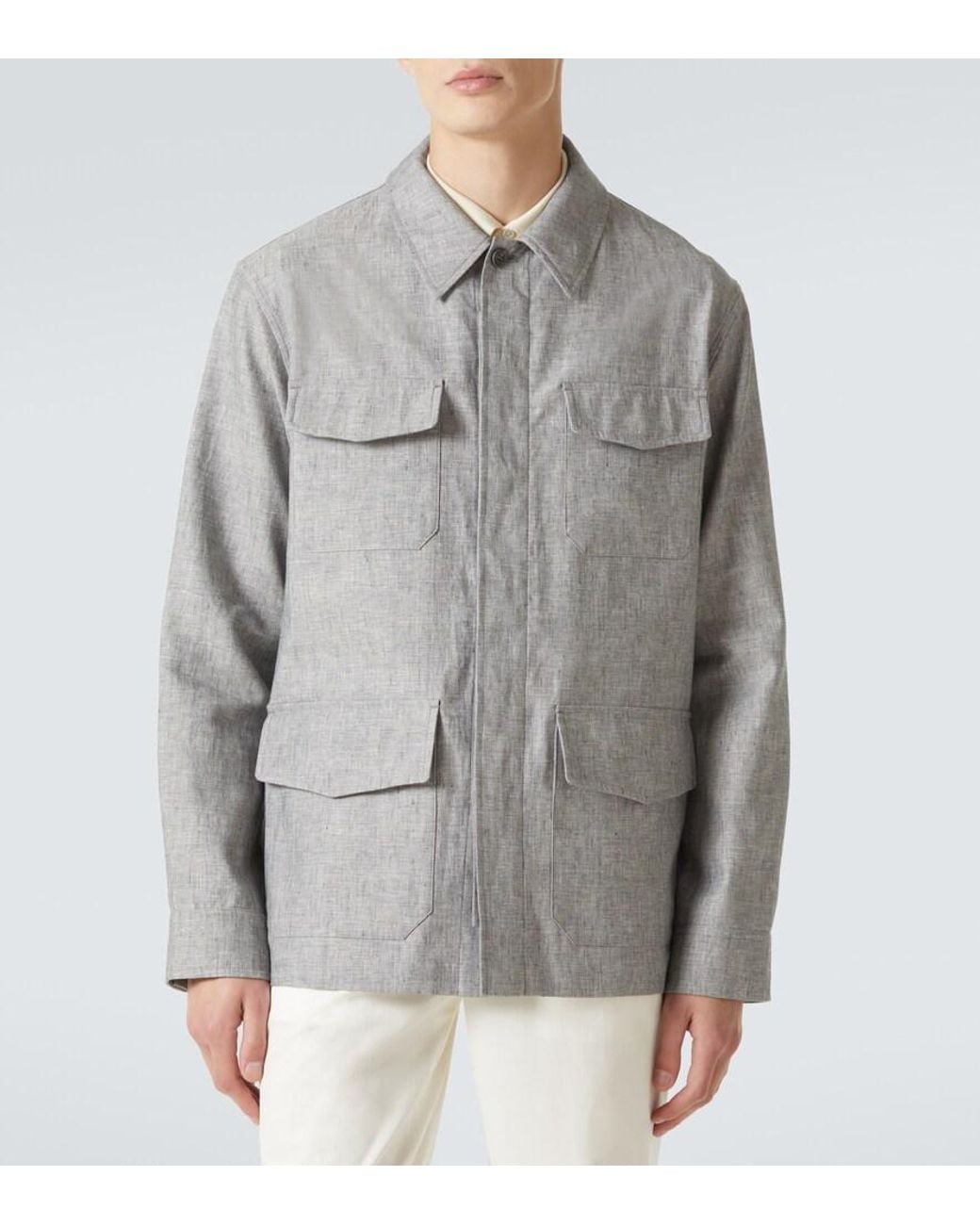 Dunhill Gray Linen Field Jacket for men
