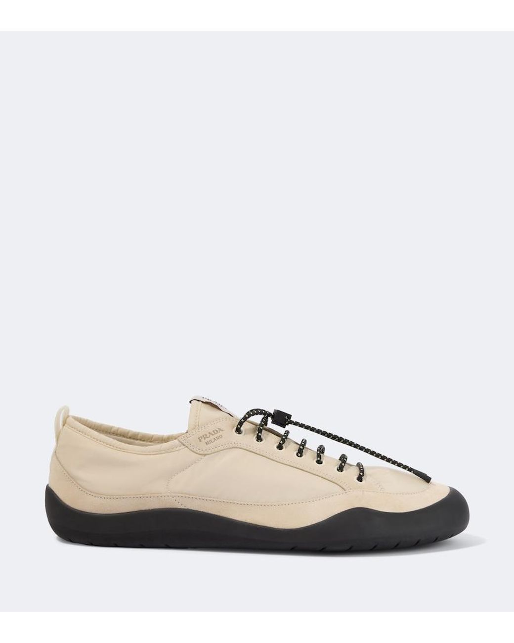 Prada Natural Speedrock Re-Nylon And Suede Sneakers for men