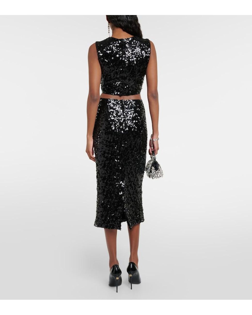 Dolce & Gabbana Black Sequined Crop Top