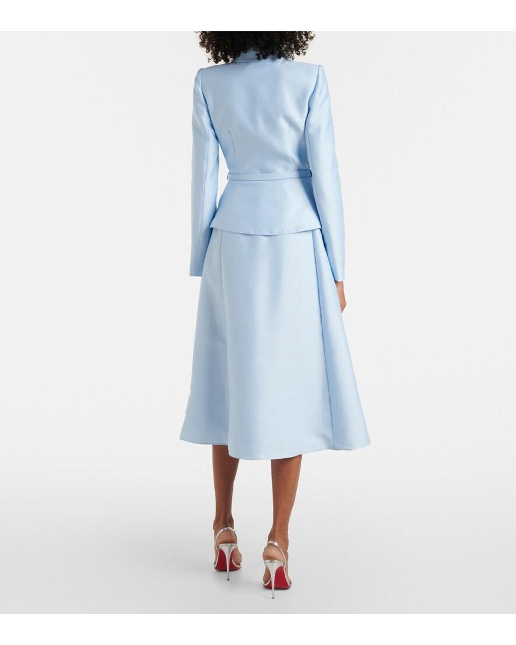 Self-Portrait Crepe Midi Dress in Blue | Lyst