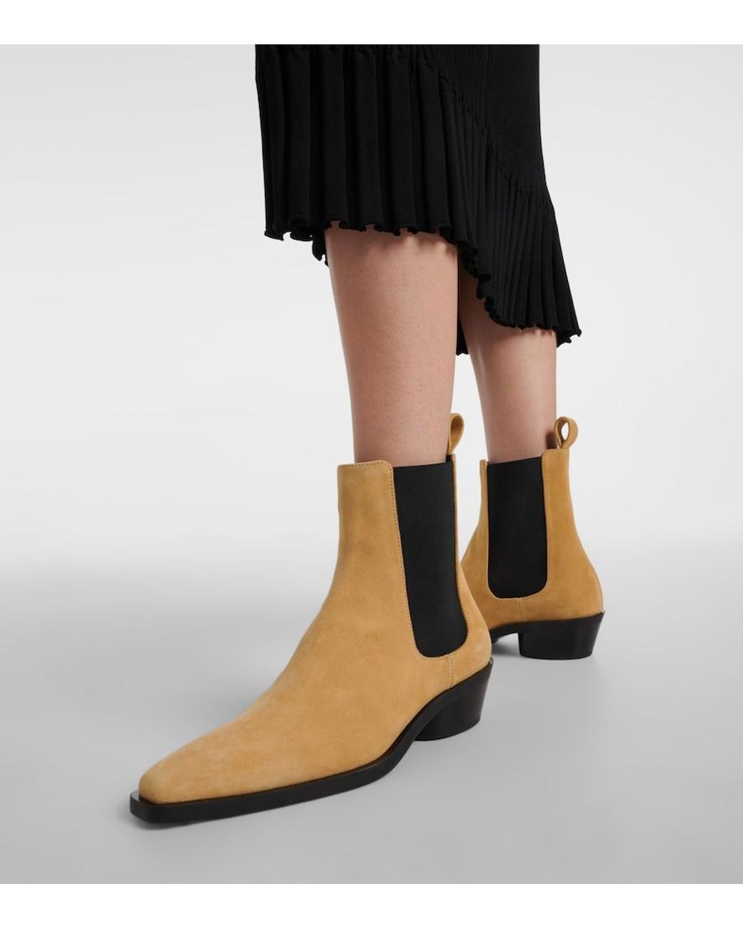 Proenza Schouler Natural Bronco Suede Chelsea Boots