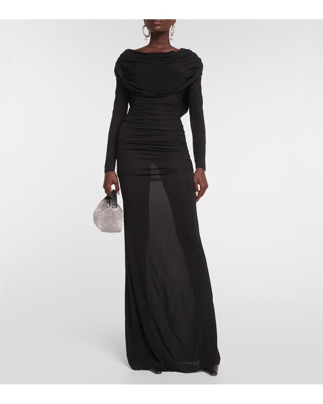 GIUSEPPE DI MORABITO Black Ruched Gown