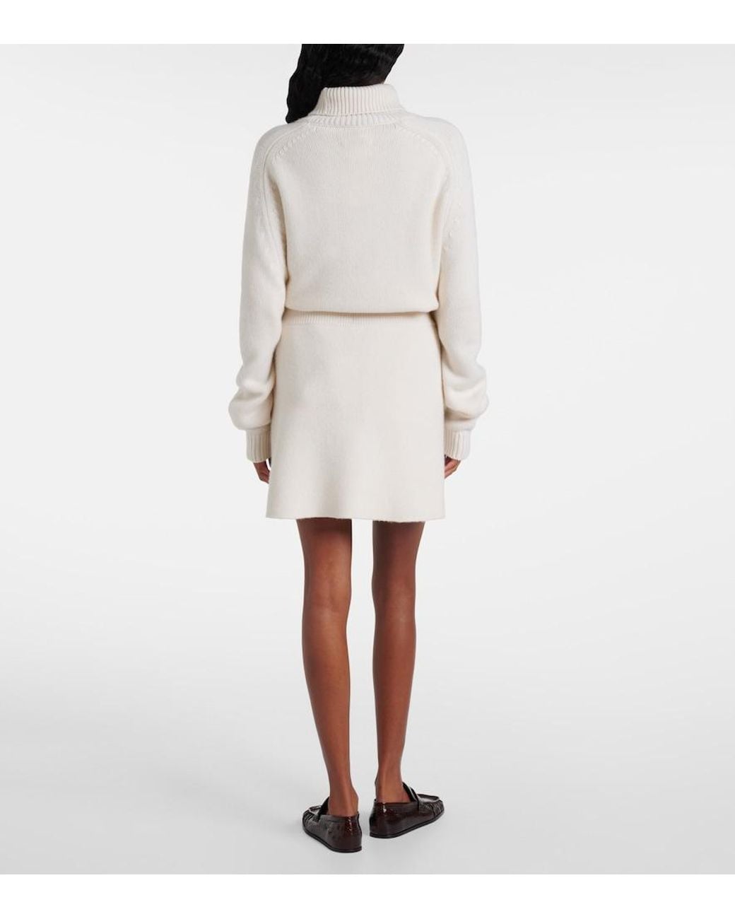 Lisa Yang White Clare High-Rise Cashmere Miniskirt