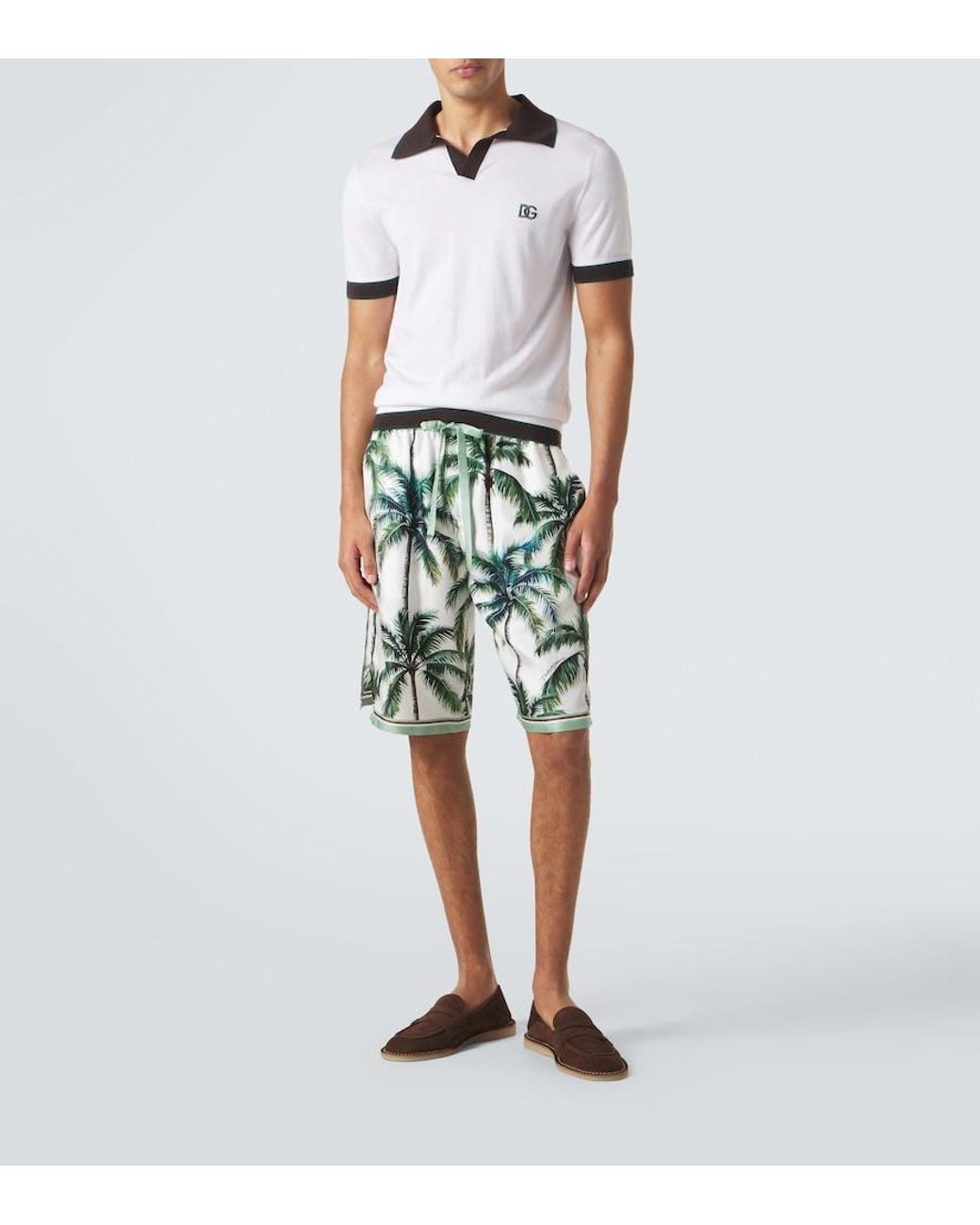 Dolce & Gabbana White Dg Wool And Silk Polo Shirt for men