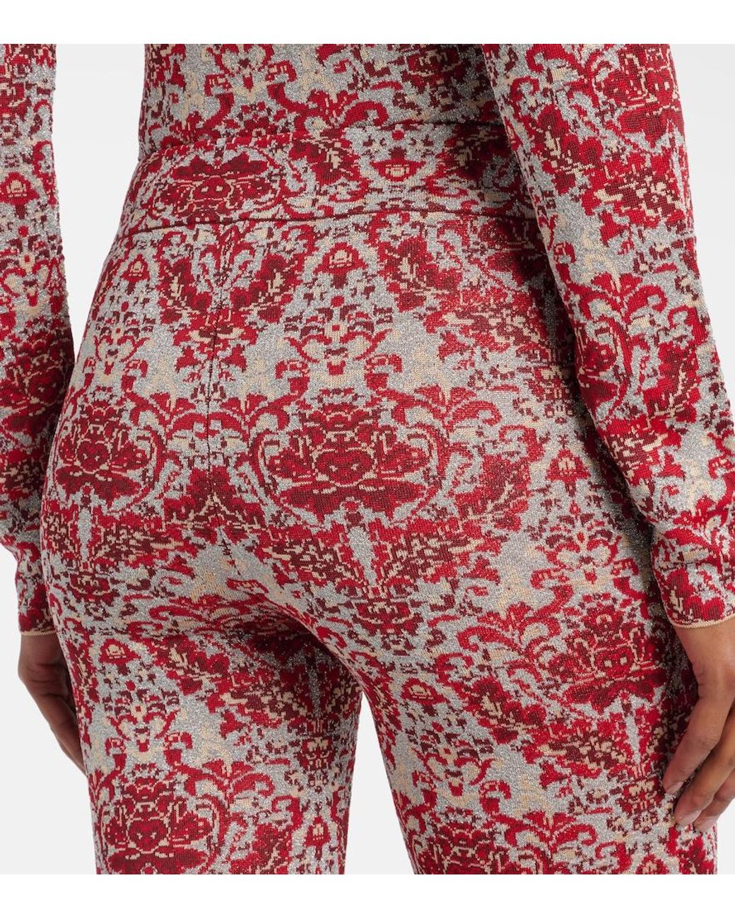 Rabanne Red Paisley Straight Pants