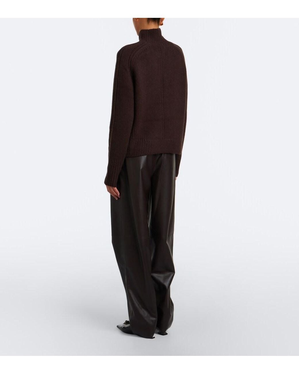 Joseph Black Nat Leather Barrel-Leg Pants