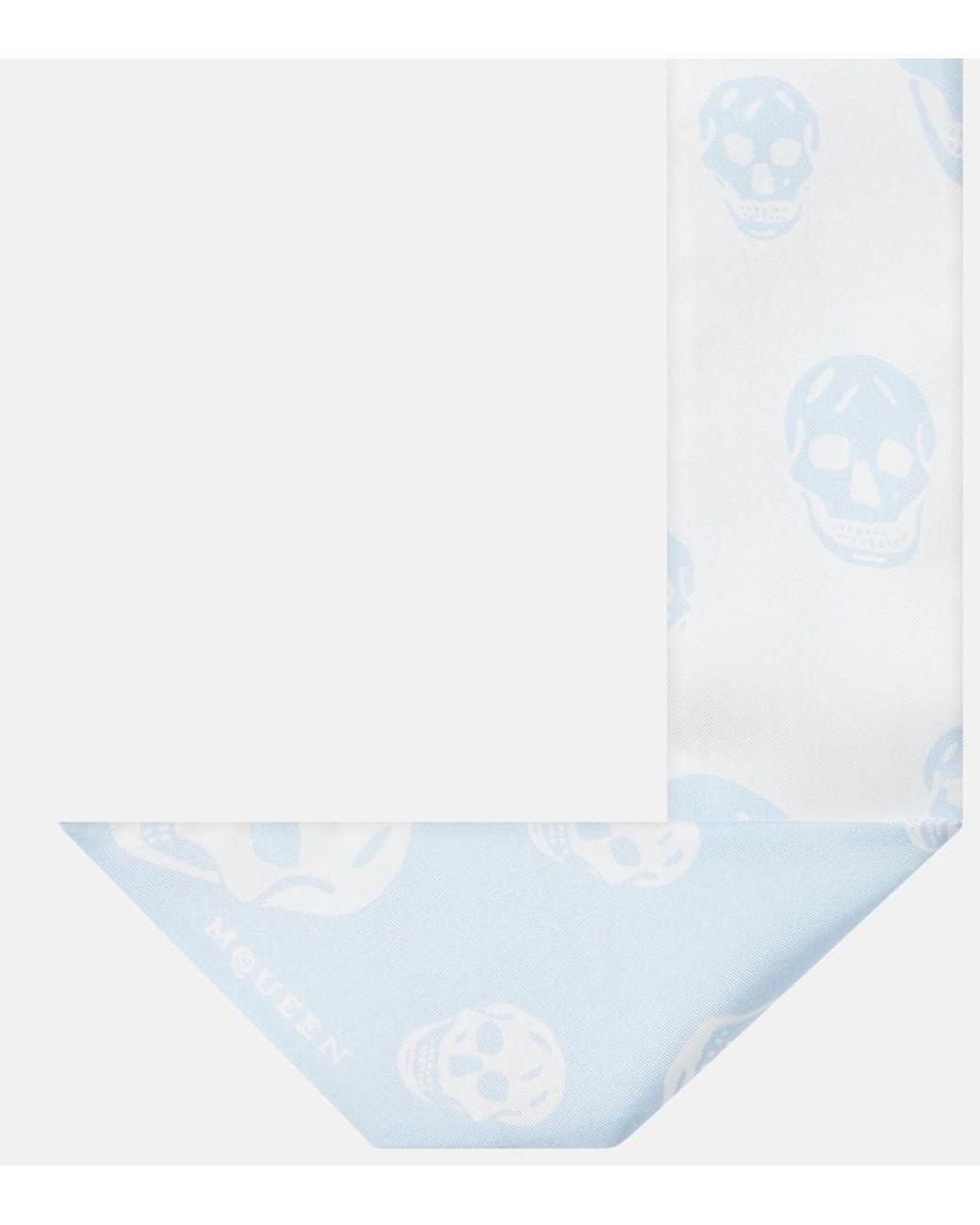 McQueen White Skull Silk Scarf