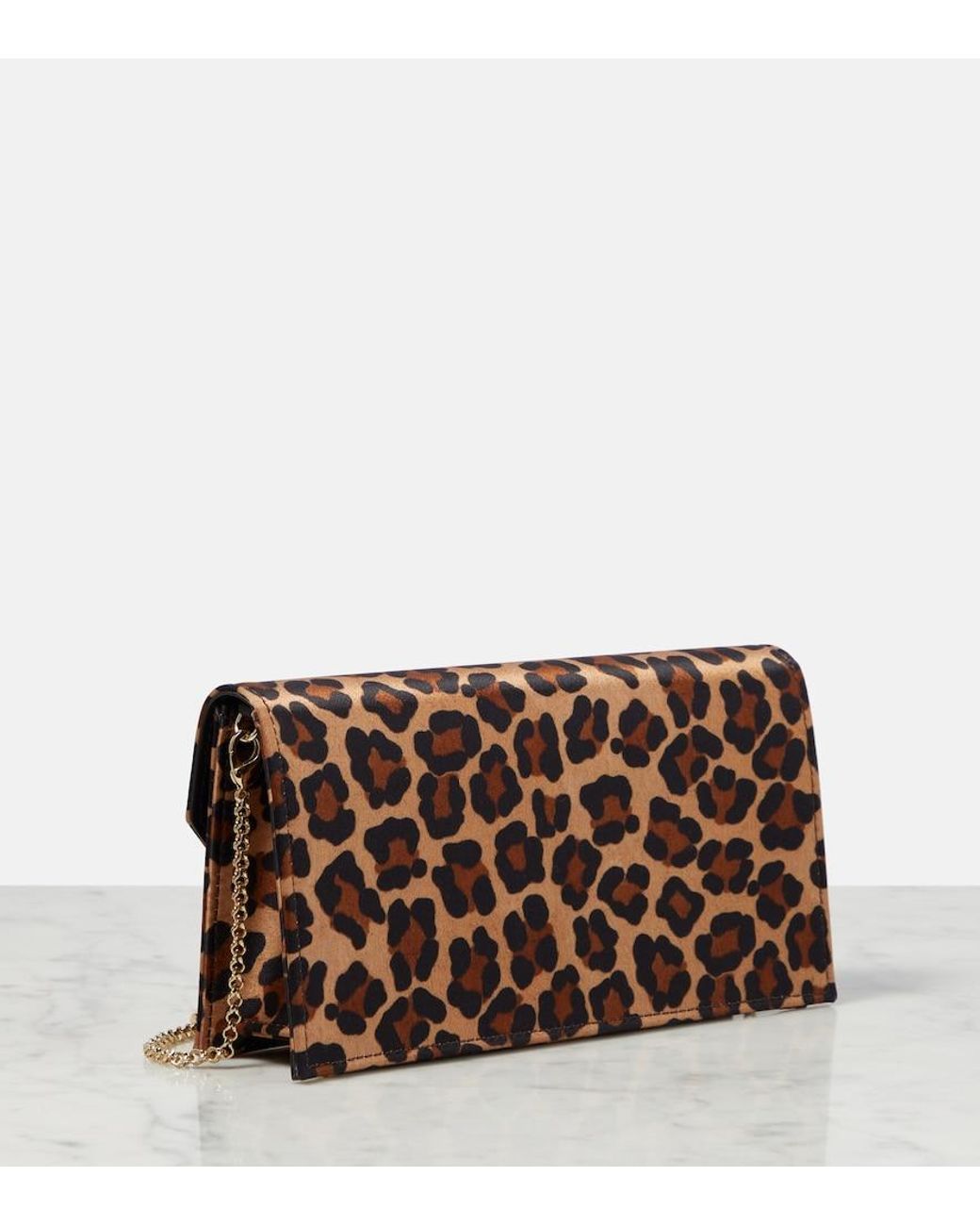 Christian Louboutin Brown Loubi54 Leopard-Print Satin Clutch
