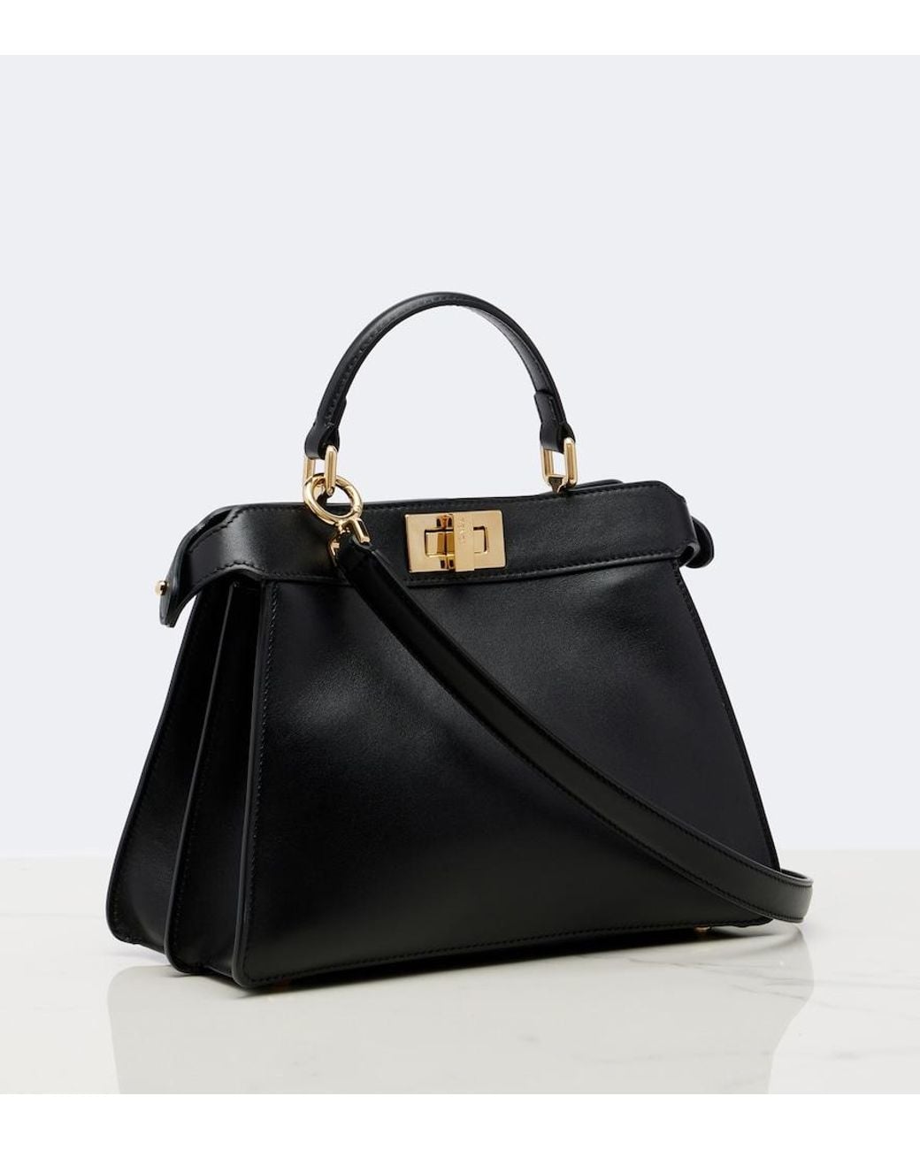 Fendi Black Peekaboo Small Leather Top-Handle Bag