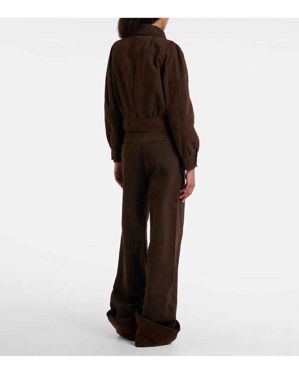 Dries Van Noten Brown Cropped Denim Jacket