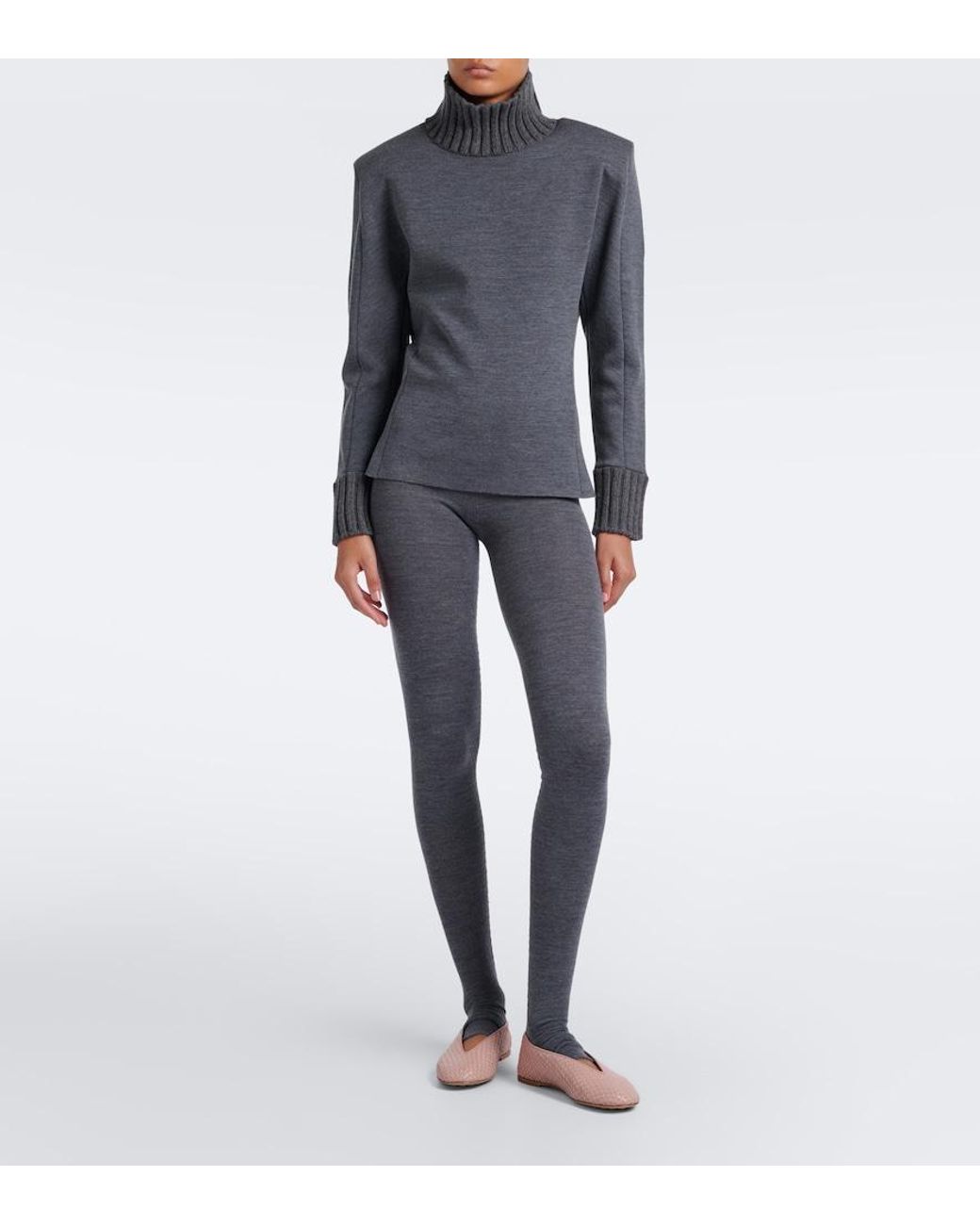 Bottega Veneta Gray Wool Leggings