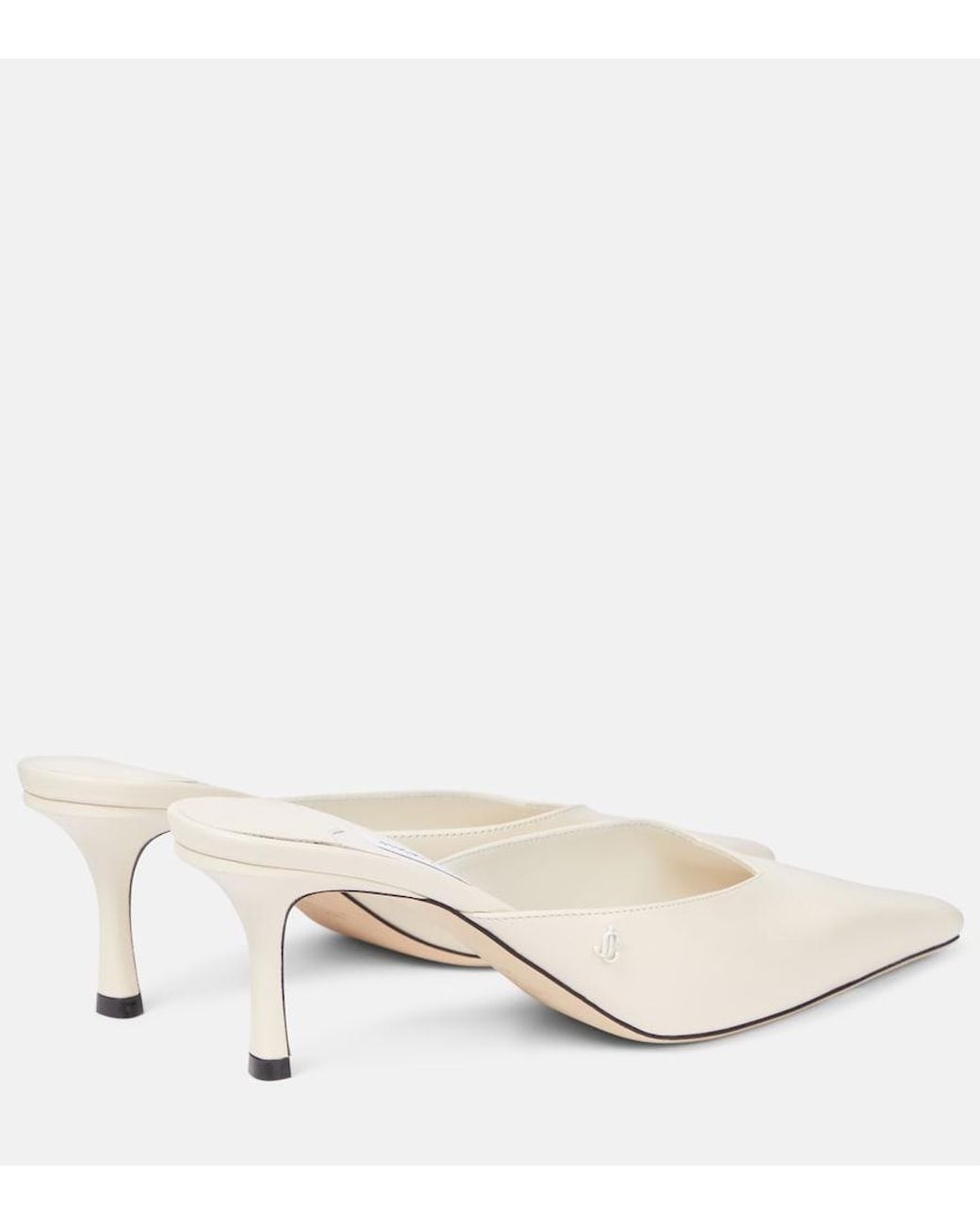 Jimmy Choo White Vivi 65 Leather Mules
