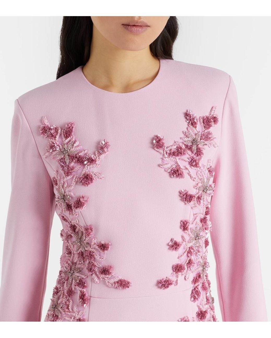 Rebecca Vallance Pink Lulee Embellished Floral Gown