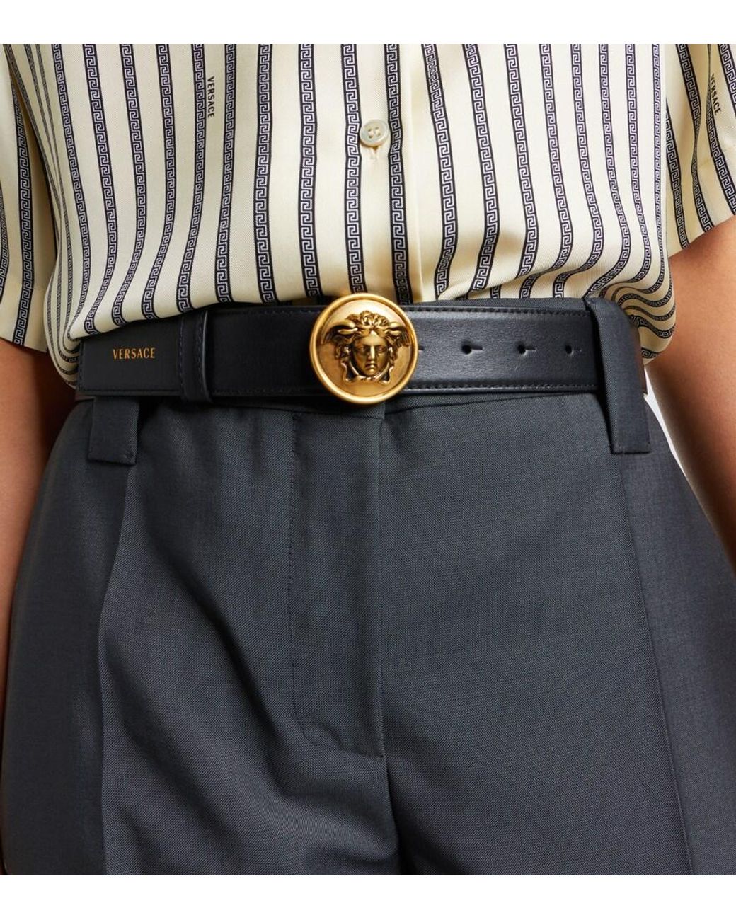 Versace Black Medusa Leather Belt