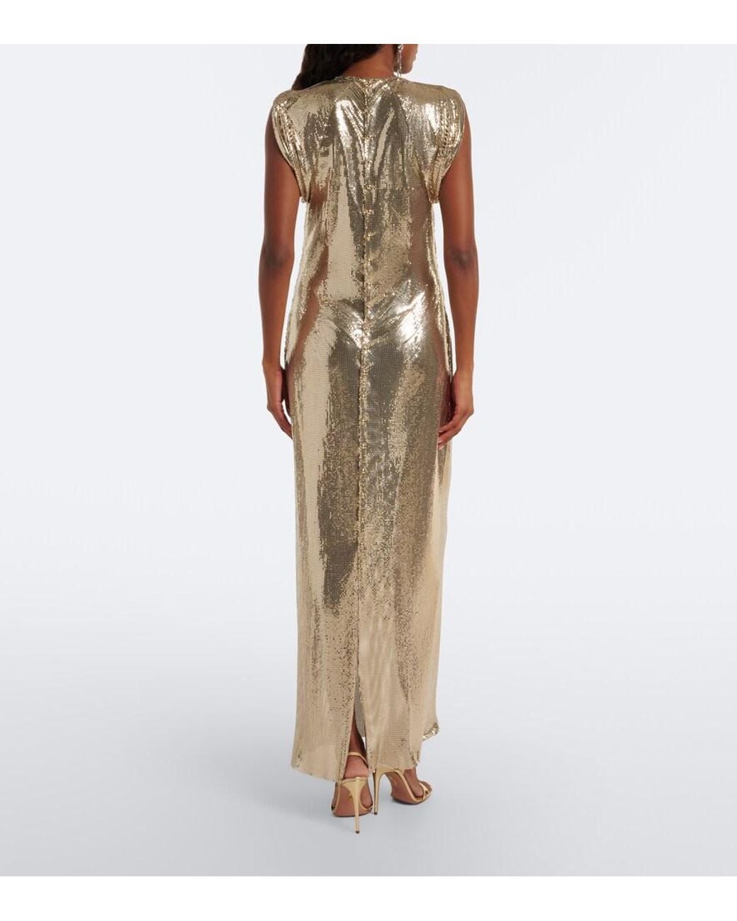 Rabanne Natural X Dinh Van Draped Mesh Gown