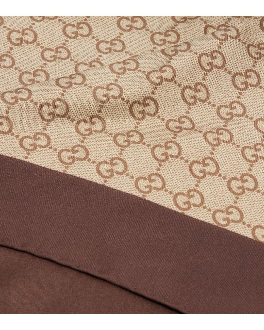 Gucci Brown Gg Printed Silk Twill Scarf