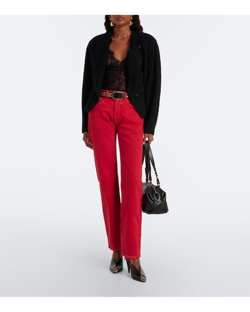 Isabel Marant Red Daya Distressed Slim Jeans