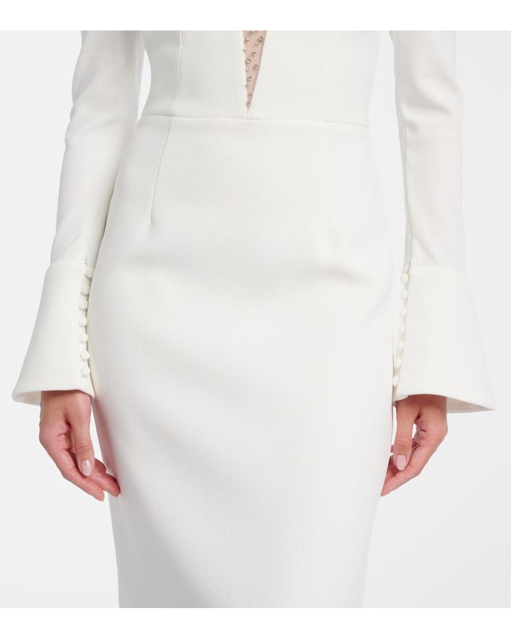 Rebecca Vallance White Bridal Melva Embellished Crepe Gown
