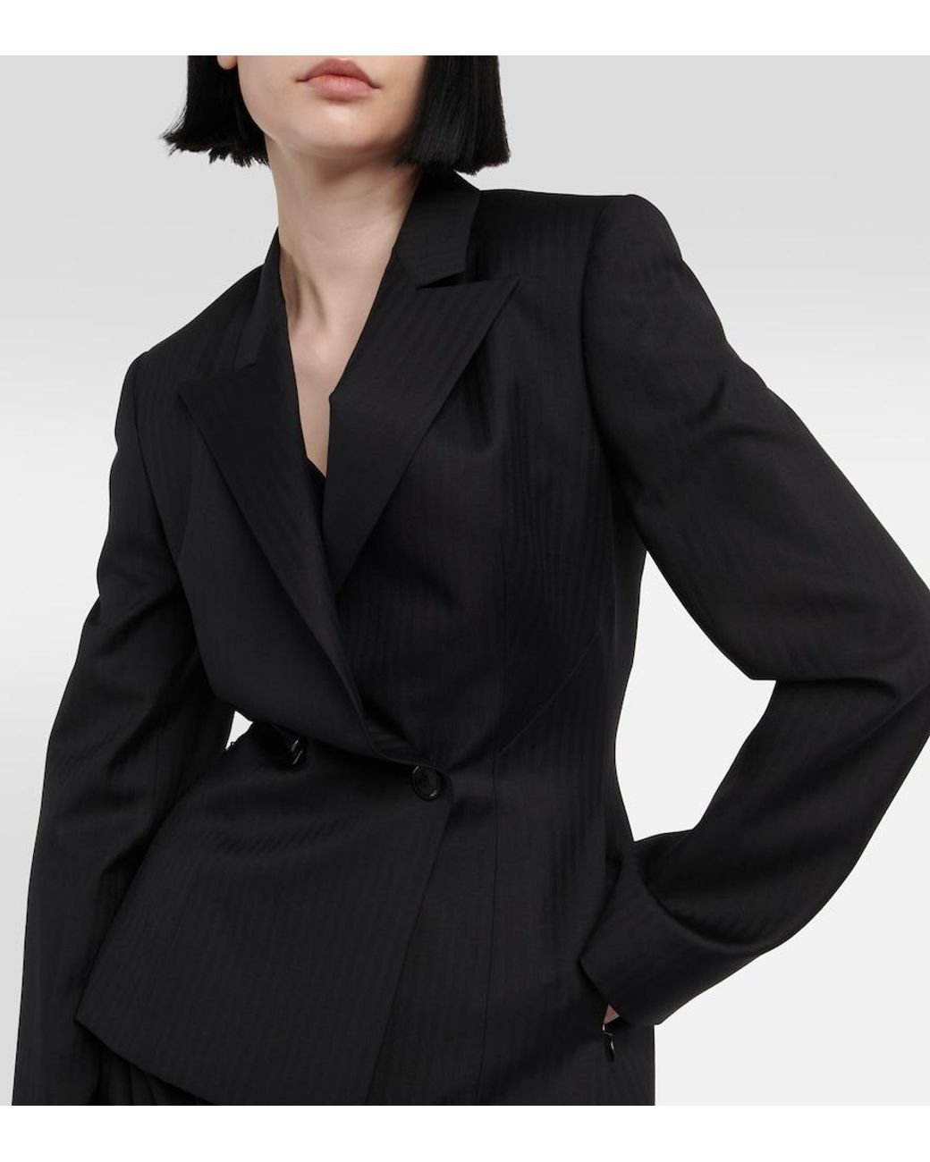 Alaïa Black Alaia Herringbone Wool Gabardine Blazer