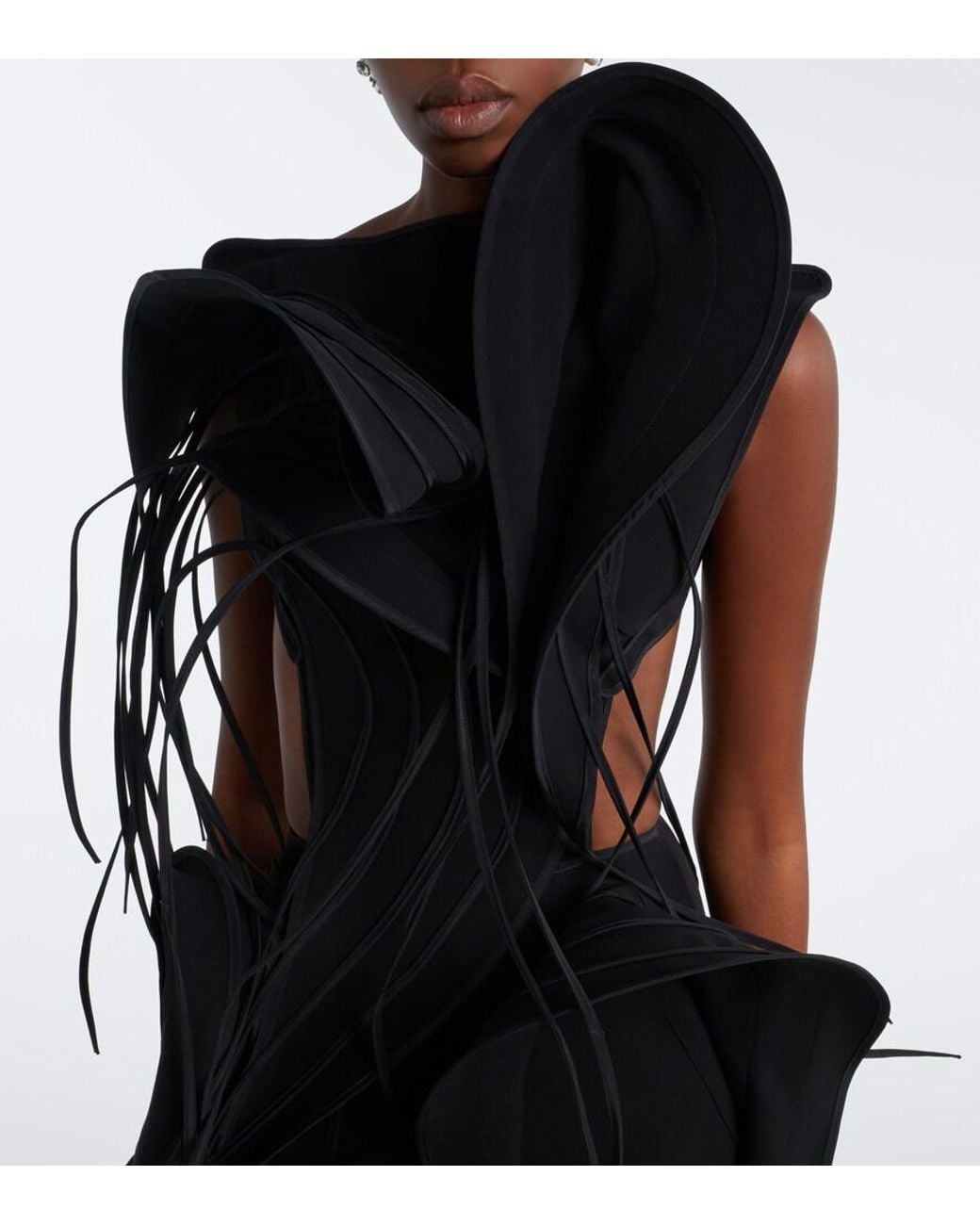 Maticevski Black Furiosa Fringed Applique Gown