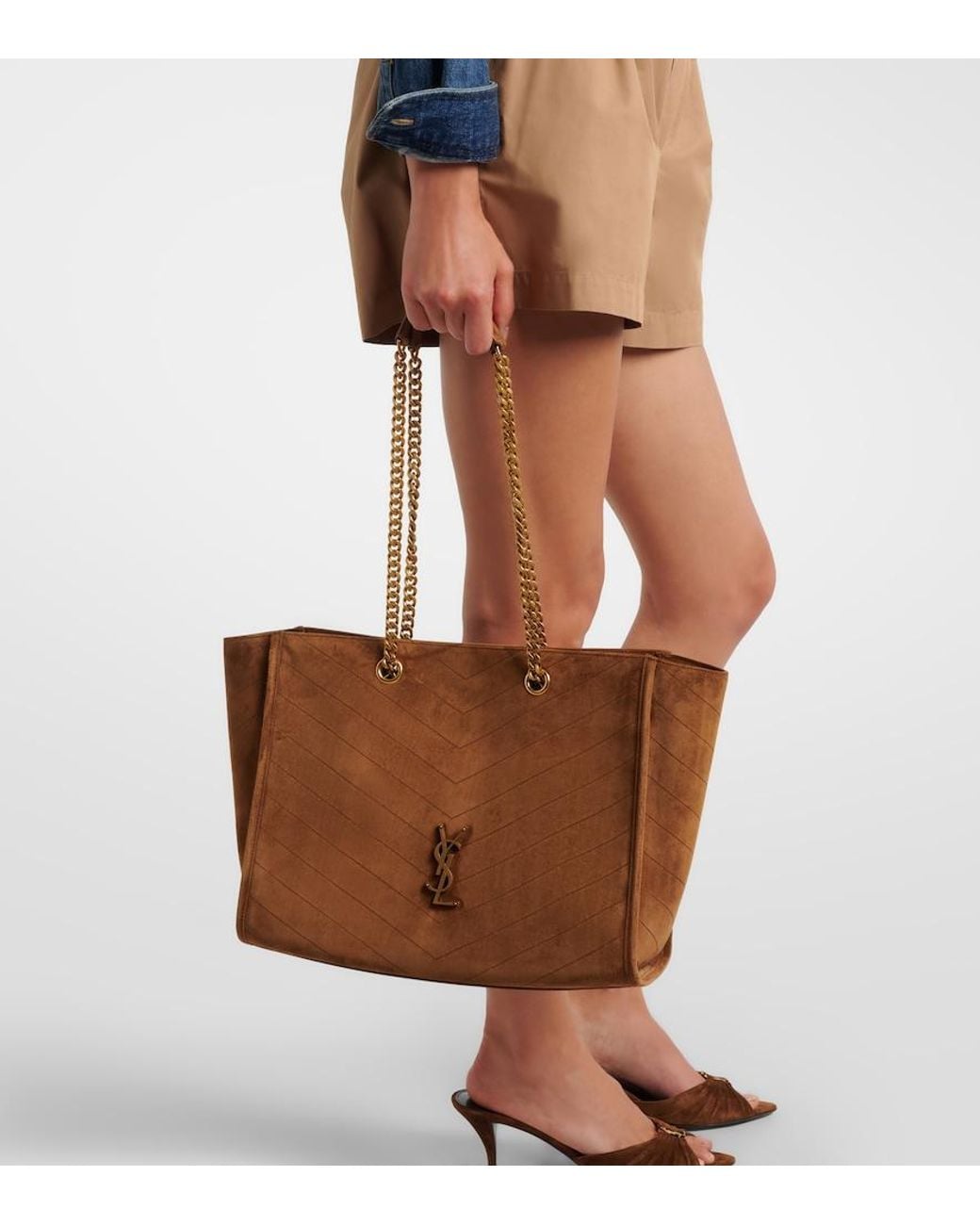 Saint Laurent Brown Niki East/West Suede Shopper