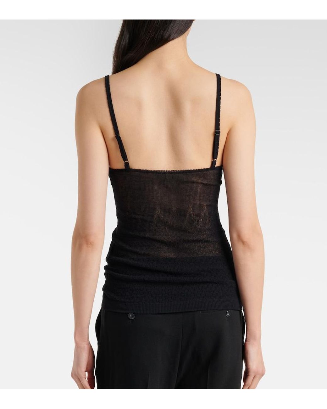 Victoria Beckham Black Knitted Cotton-Blend Camisole
