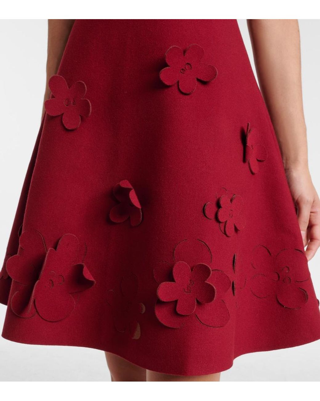 Oscar de la Renta Red Floral Knitted Minidress