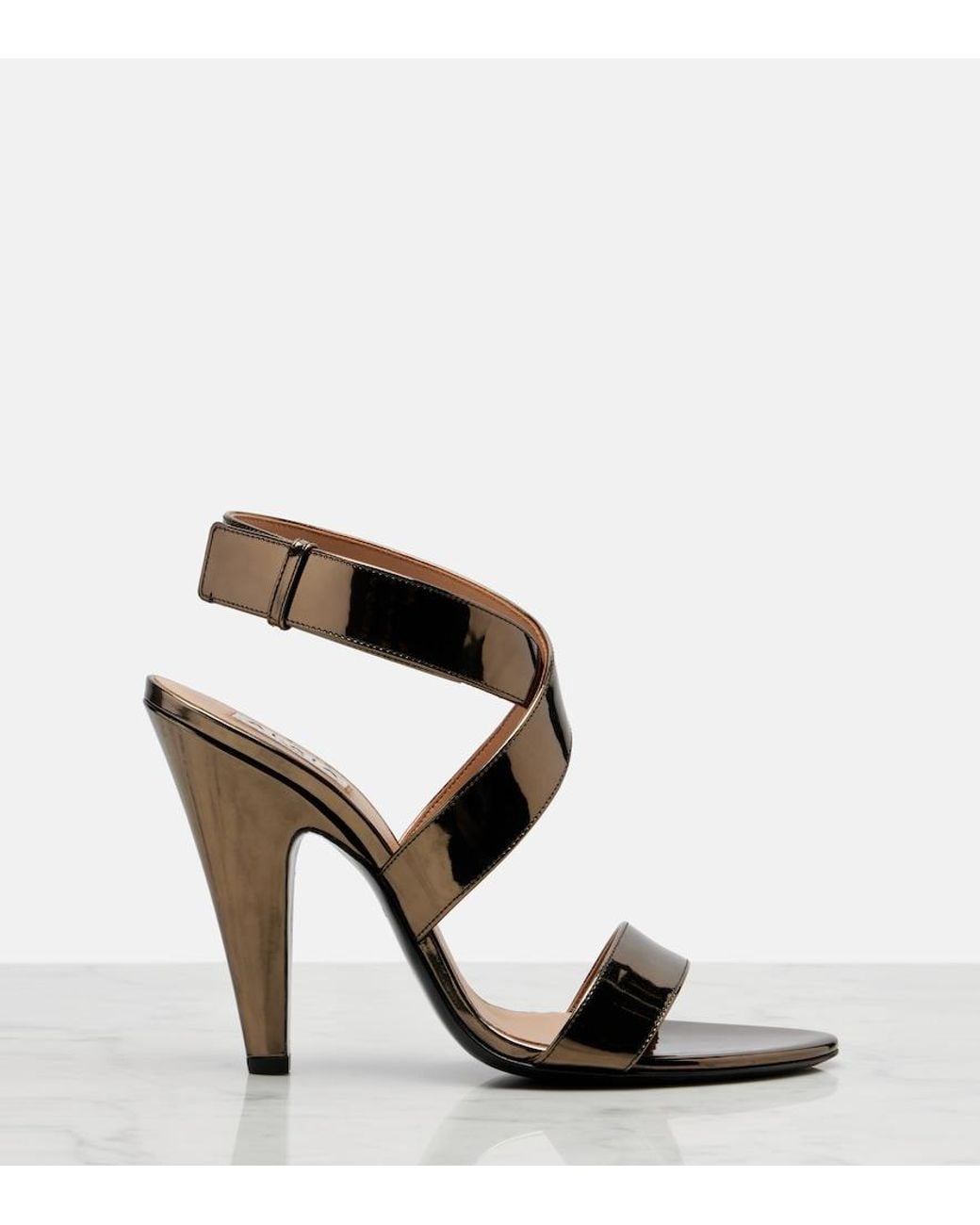 Alaïa Metallic Cone Mirrored Leather Sandals