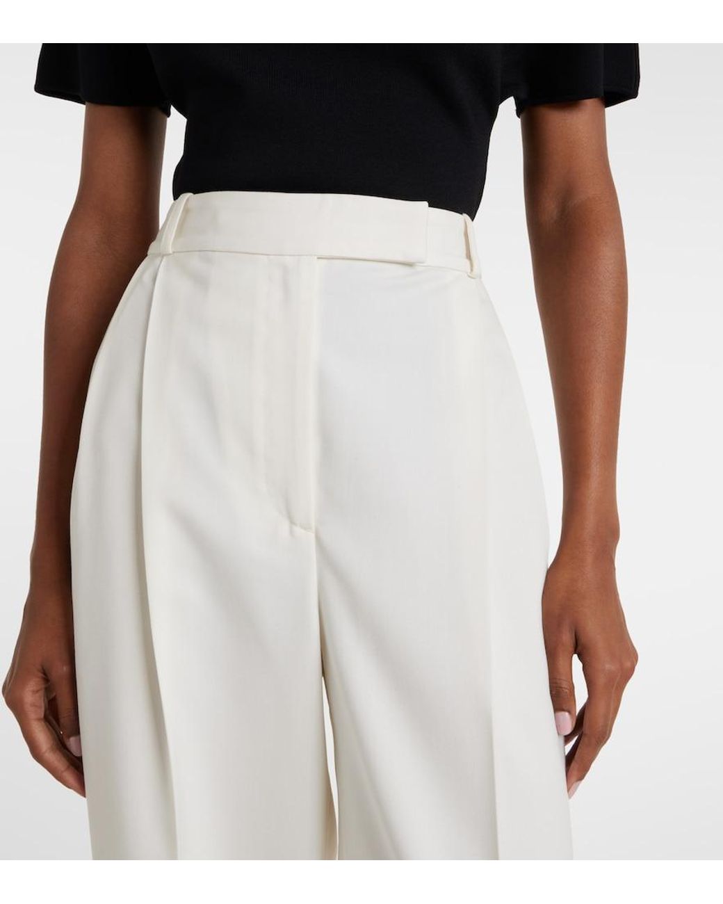 Rohe White Wool-Blend Wide-Leg Pants