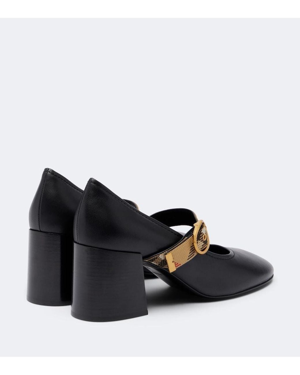 Burberry Black Robin Check Leather Pumps