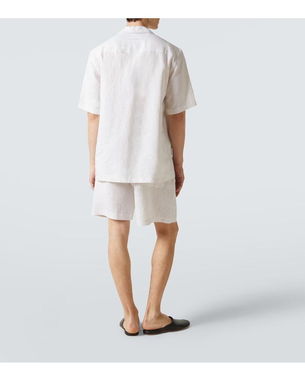 Zegna White Striped Linen Pajamas for men