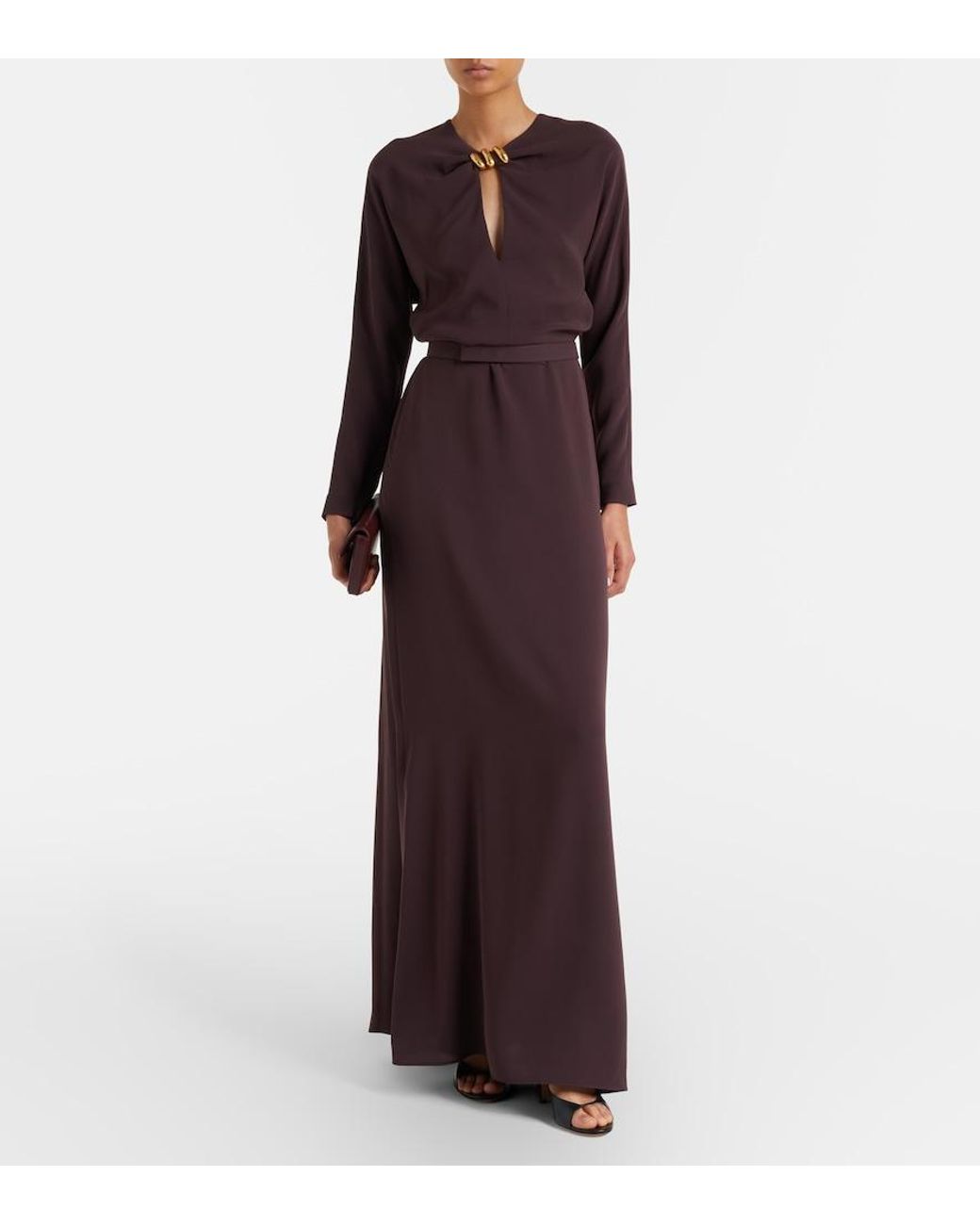 Max Mara Purple Embellished Cady Maxi Dress