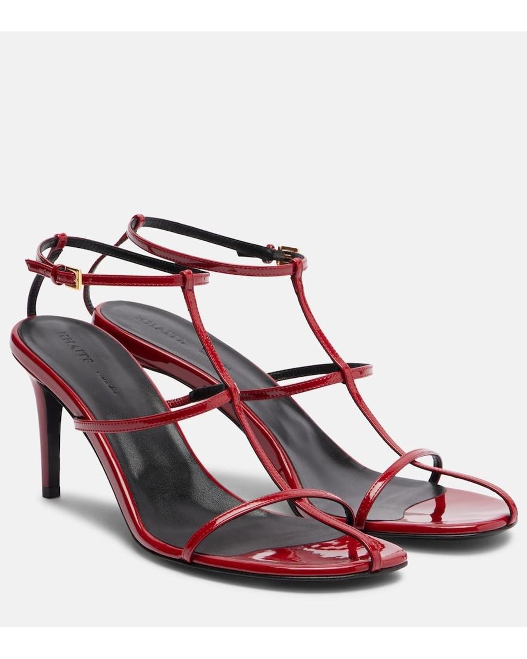 Khaite Red Cage 75 Patent Leather Sandals