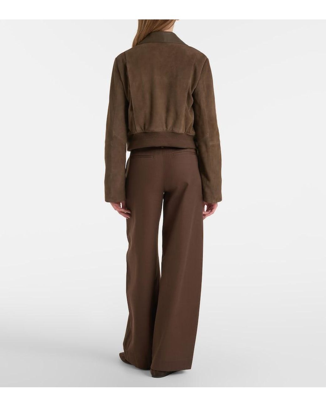 Vince Brown Cotton Twill Wide-Leg Pants